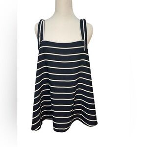 Banana Republic (M) Tie Strap Silky Tank Top Navy White Stripe